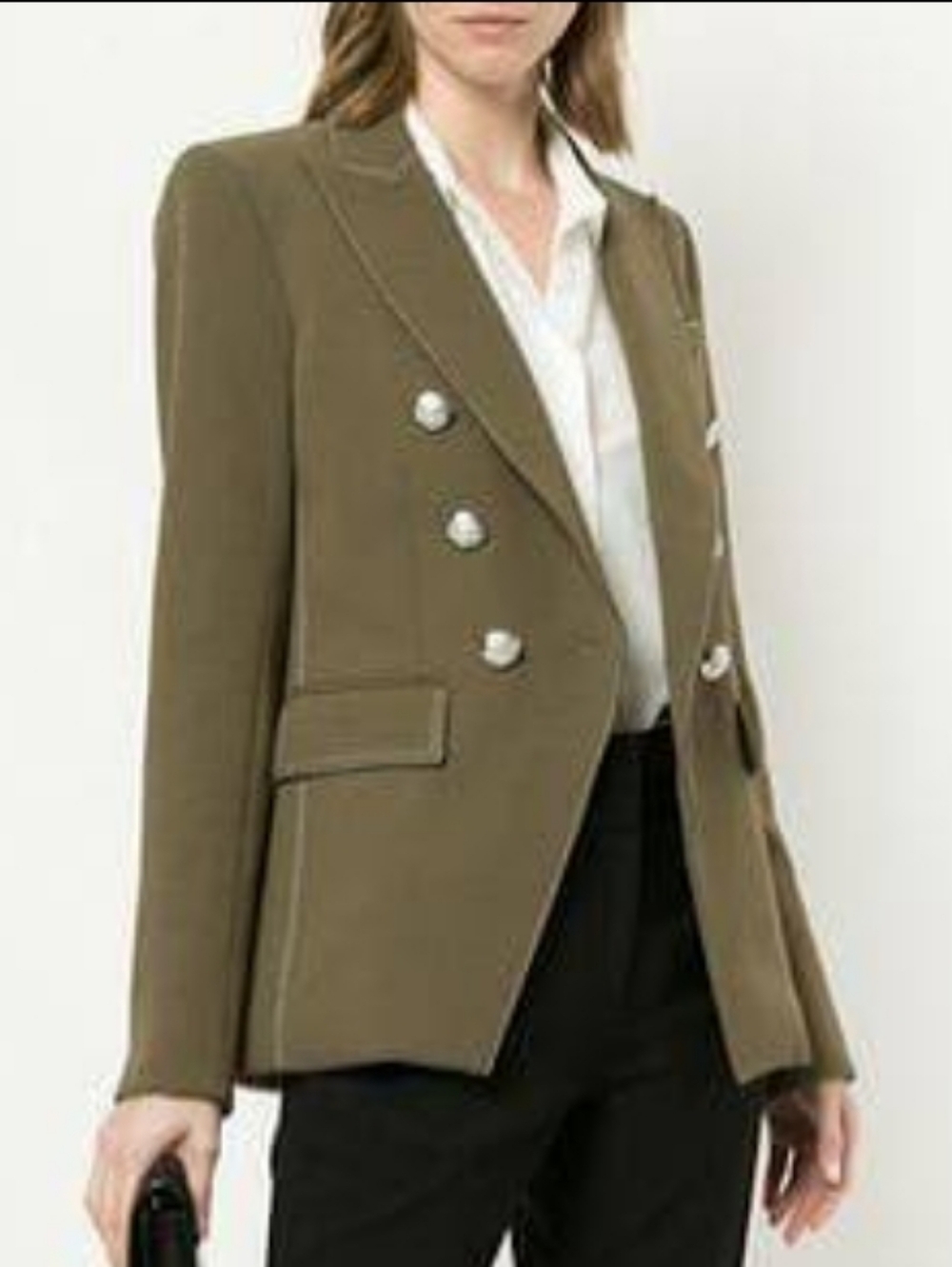 Veronica Beard Miller Dickey Blazer Jacket Olive Green Size 0 Double Breasted